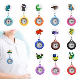 Party Favour Dinosaur Clip Pocket Watches Nurse Lapel Watch On Quartz With Second Hand Hospital Medical Fob Clock Gifts Sile Drop Deliv Ot1U8