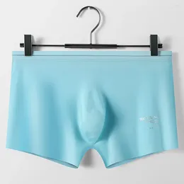 Underpants Men Panties Ice Silk Seamless Boxer Breathable Bikini Underwear U Convex Thin Lingerie Briefs High Elastic