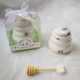Party Favor Wholesale 30pcs/lot Wedding Favors And Gifts Meant To Bee Ceramic Honey Pot With Wooden Dipper Event Supplies