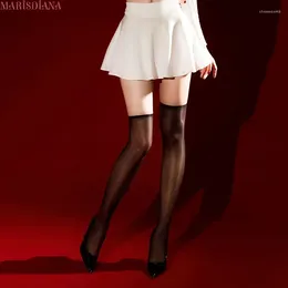 Women Socks MarisDiana Christmas 1D Shiny Thigh High Stockings For Glossy Knee Length With Thin Edges Horse Oil