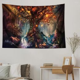 Tapestries Colourful Beautiful Forest Wall Hanging Hippie Piece Moon Meditation Tapestr Aesthetic Room Decor Scenic Decoration For Bedroom