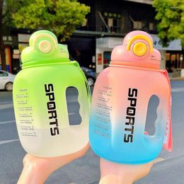 Water Bottles 1600ml Gradient Cup Fitness Sports Bottle Tonne Barrel Portable Potbelly Plastic Double Drinking