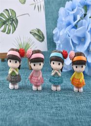 4PCS Pretty Pure Girl Miniature Figurine Bonsai Decorative Mini Fairy Garden People Statue Moss Ornaments Resin Craft Y01073288898