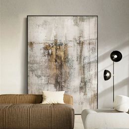 Hand Pained Wall Pictures Retro And Nostalgic Oil Paintings On Canvas Golden Gray Abstract Art Painting Modern Villa el Decor 240507