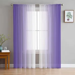 Curtain Purple And White Gradient Sheer Curtains For Living Room Decoration Window Kitchen Tulle Voile Organza