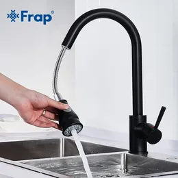 Kitchen Faucets Frap Ly Arrived Pull Out Faucet Black Sink Mixer Tap Sprayer Two Ways Spout And Cold Water Y40080