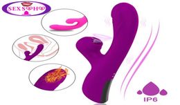 Pro 2 Clitoral Sucking Vibrator Rabbit Heating Dildo Vibrator G Spot Massager Clit Anal Plug Stimulator Adult Sex Toys for Women Y7044834