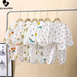 Pyjamas Childrens Summer Thin Pyjama Set New 2023 Boys and Girls Cartoon Three Quarter Sleeves Cotton Shirt Top with Pants Baby Casual Wear d240515