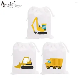 Gift Wrap Construction Trucks Theme Party Bags Candy Digger Series 2 Decorations Birthday Event Container Supplies