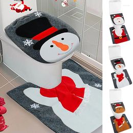 Toilet Seat Covers 1 Set Christmas Ornaments And Cover Santa Bathroom Mat Decor Rug