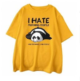 Men's T-Shirt Lazy Panda Print I Hate Early Risers Men's and Women's Fashion Wear Casual Oversized Breathable Top