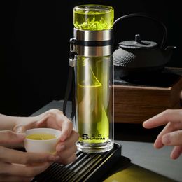 Drinkware Double-layer high borosilicate glass stainless steel tea separation glass cup, explosion-proof, high temperature resistance