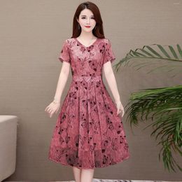 Casual Dresses Fashion Women Summer Dress Floral Print Sundress Short Wrap Temperament V-Neck Costume Vestidos Para Mujer