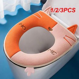 Toilet Seat Covers 1/2/3PCS Winter Warm Cover With Handle Universal Cushion Thicken Plush Mat Ring Bathroom