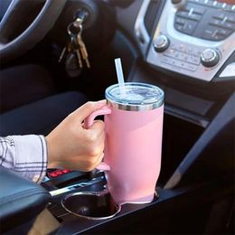 Water Bottles 40oz Straw Coffee Insulation Cup With Handle Portable Car Stainless Steel Bottle LargeCapacity Travel BPA Free Thermal Mug