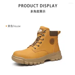 Boots 2024 Cowboy For Men Wear Resistant Working Shoes Mendustproof Waterproof Leather Anti Slip Safety