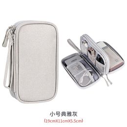 Luxury Data Cable Storage Bag Waterproof Travel Organiser Bag Portable Carry Case Double Layers Storage Bag for Cable Cord USB Charger Small Size