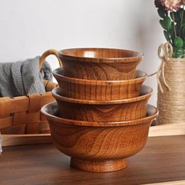 Bowls Eco-friendly Burr Free Mongolia Style Wooden Bowl Gentle Hand Feeling Unique Texture Kitchen Utensil