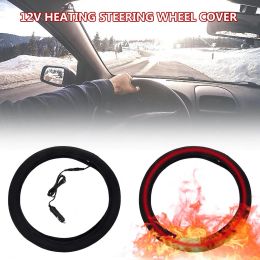 Covers 38cm 12V Auto Car Lighter Plug Heated Heating Electric Steering Wheel Cover Universal Wheel Steering Cover Car Interior Styling