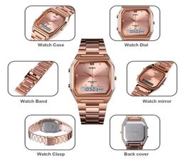 Wristwatches SKMEI 1612 Fashion Rose Gold Women Digital Watches Electronic Waterproof Wristwatch Steel Ladies Clock Chrono Relogio2189901