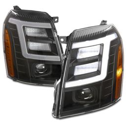 For 07-14 Cadillac Escalade ESV EXT HID/Xenon LED Tube Projector Headlight Black