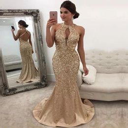 Plus Size Gold Sequins Mermaid Prom Dresses Elegant Long Sleeves Evening Gowns 2021 Off Shoulder Women Pink Formal Dress 315h