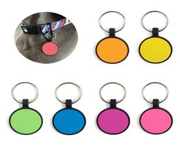 Food Grade Silicone Pet Tag Keychains DIY Round Cat And Dog Tags Pet ID Card Keyring6478030