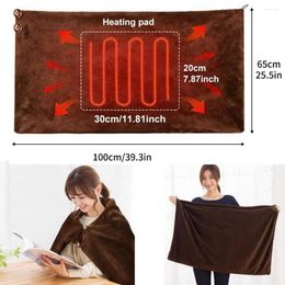 Blankets Electric Blanket Heating Shawl Portable Travel USB Timer Thermostat Heated Winter Warmer 100x65cm Soft Plush Washable