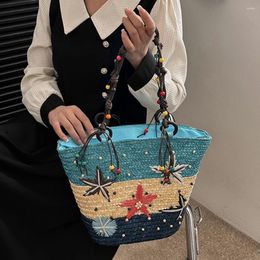 Shoulder Bags Starfish Hand-Woven Bag Hand-embroidered Beaded Bohemian Straw Summer Fashion Casual Simple Elegant For Travel Vacation