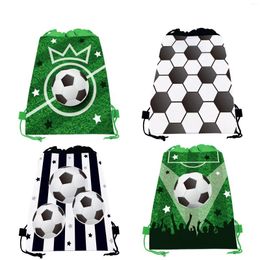 Gift Wrap 10Pcs Football Party Favours Drawstring Bags Soccer Ball Goodie Bag Kids Sports Theme Birthday Supplies