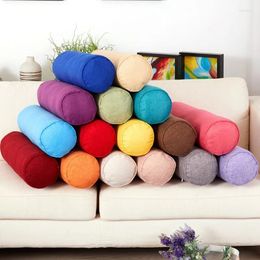Pillow Home Sofa Solid Color Cylindrical Waist Linen Back Office Bed Removable And Washable Candy