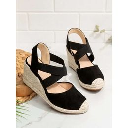 Wedge Espadrilles Toe Closed Women's Sandals Comfortable Cross Strap Slippers Casual Outdoor Fabric Shoes 230724 538 d 9776