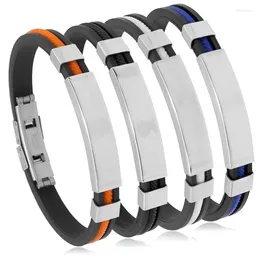 Charm Bracelets Selling Jewellery Simple And Creative DIY Engraved Bracelet Personalised Men's Stainless Steel Silicone