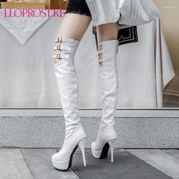 Boots Lloprost Ke 2024 Big Size 46 Thigh High Over The Knee Women Round Toe Thin Platform Sexy Gladiator Shoes Woman