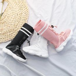 Boots Girls Children's Shoes 2024 Autumn And Winter Korean Fashion Kids High Princess Cotton Sock