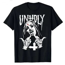 YZLDS T Shirt for Man Satanic Nun Tattoos Unholy Y2k Style Graphic Cotton T-shirt Nun Satan Vintage Luxury Summer Mens Clothing 240510
