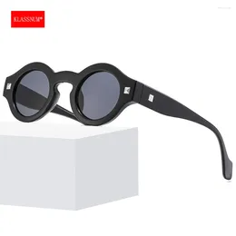 Sunglasses KLASSNUM Men Steampunk Sunglases Small Round Frame Anti-blue Light Transparent Glasse Design UV400 Shades 2024