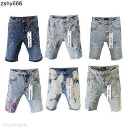 Casual Men Jeans Motorcycle Designer Mens Purple Straight Short Denim Pant Women Distressed Ripped Biker Blue Jean Shorts Slim Fitp