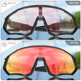 Outdoor Eyewear Kapvoe bicycle goggles photochromic outdoor sports sunglasses with built-in Myopia frame UV400 glassesQ240514