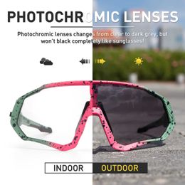 Outdoor Eyewear Brand new photoelectric bicycle goggles mountain glasses outdoor sports sunglasses UV400 1 lensQ240514