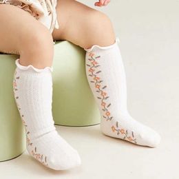 Kids Socks 4 pairs/batch of cute cotton baby knee socks for girls long tube for newborns soft high socks for children warm socks for childrens legsL2405