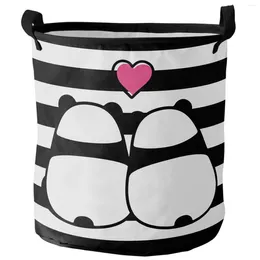 Laundry Bags Black And White Stripes Panda Lover Dirty Basket Foldable Home Organizer Clothing Kids Toy Storage