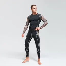 Men's Thermal Underwear High Quality Suit 2 Piece Tracksuit Men Winter Quick-drying Running Compression Sport Tights