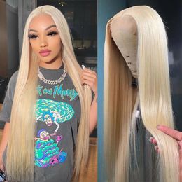 32 34 inches long 613 blond bone straight lace forehead human wig black women's synthetic closed wig 13*4 human hair set cosplay daily