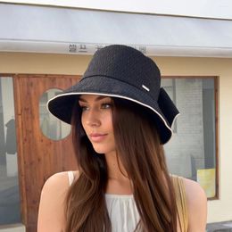 Wide Brim Hats Elegant Large Brimmed Sun Hat For Women Face Blocking UV Resistant Bow Shaped Trendy And Versatile