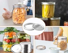 Tinplate Mason Jar Lids Reusable 7086MM Regular Wide Mouth LeakProof Seal Silver Canning Cover Kitchen Supplies9273617