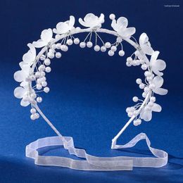 Hair Clips Wedding Jewelry Crystal Headband Acrylic Pearl Flower Adjustable Women Girls Show Headwear Bride Accessories ML