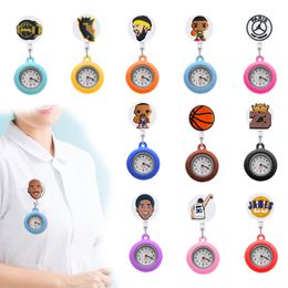 Other Office School Supplies New Basketball 64 Clip Pocket Watches Clip-On Lapel Hanging Nurses Watch Retractable Hospital Medical Wor Otj1Z