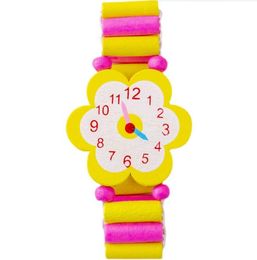 Kids Girl Colorful Wood Bracelets cartoon creativity students Decorative watch child play house wooden toys watches girls boys gift watches