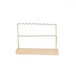 Jewellery Pouches Ring Display Holder Pendant Earrings Stand Metal Stick Solid Wood